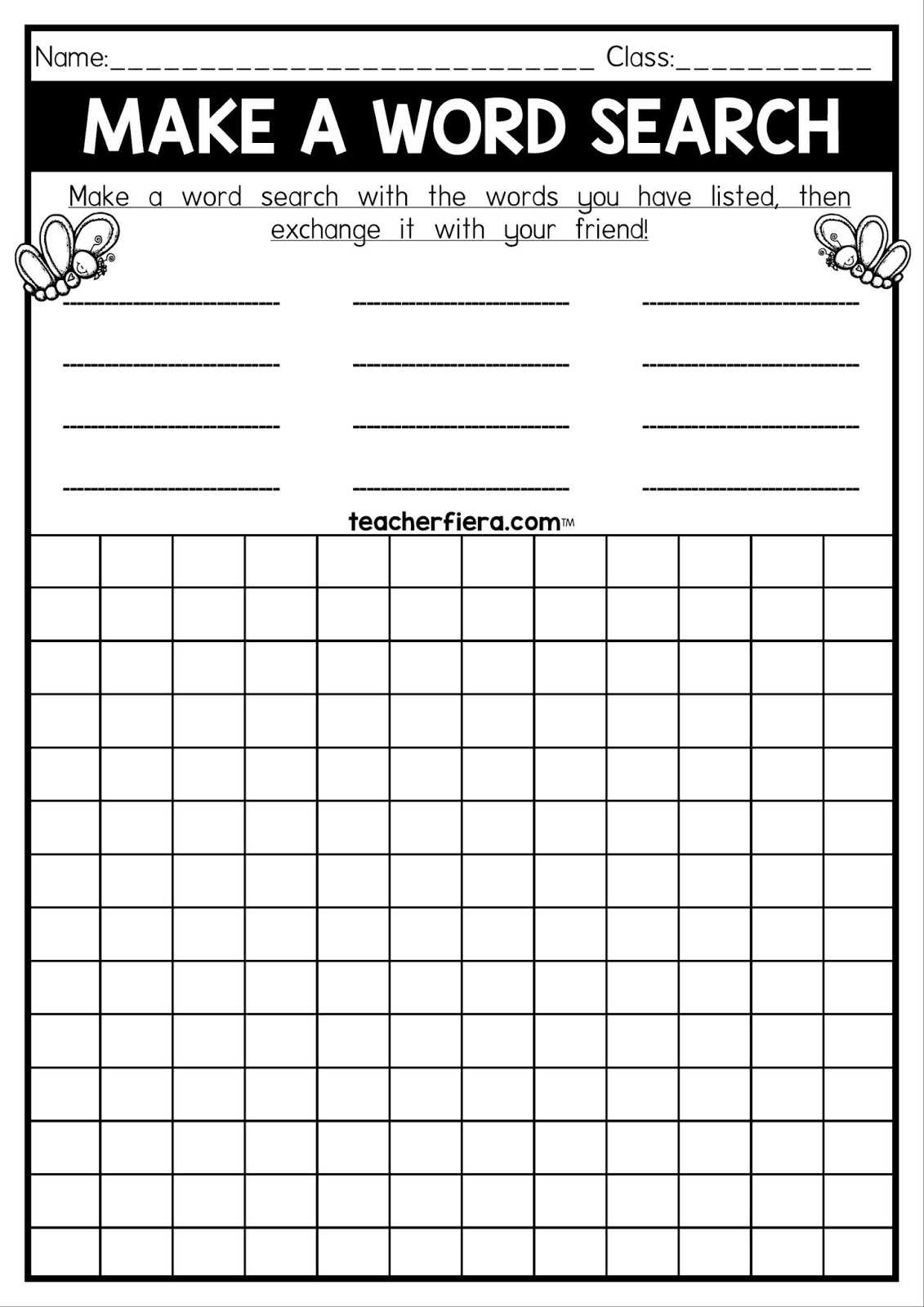 Teacherfiera: Make A Word Search Throughout Word Sleuth Template