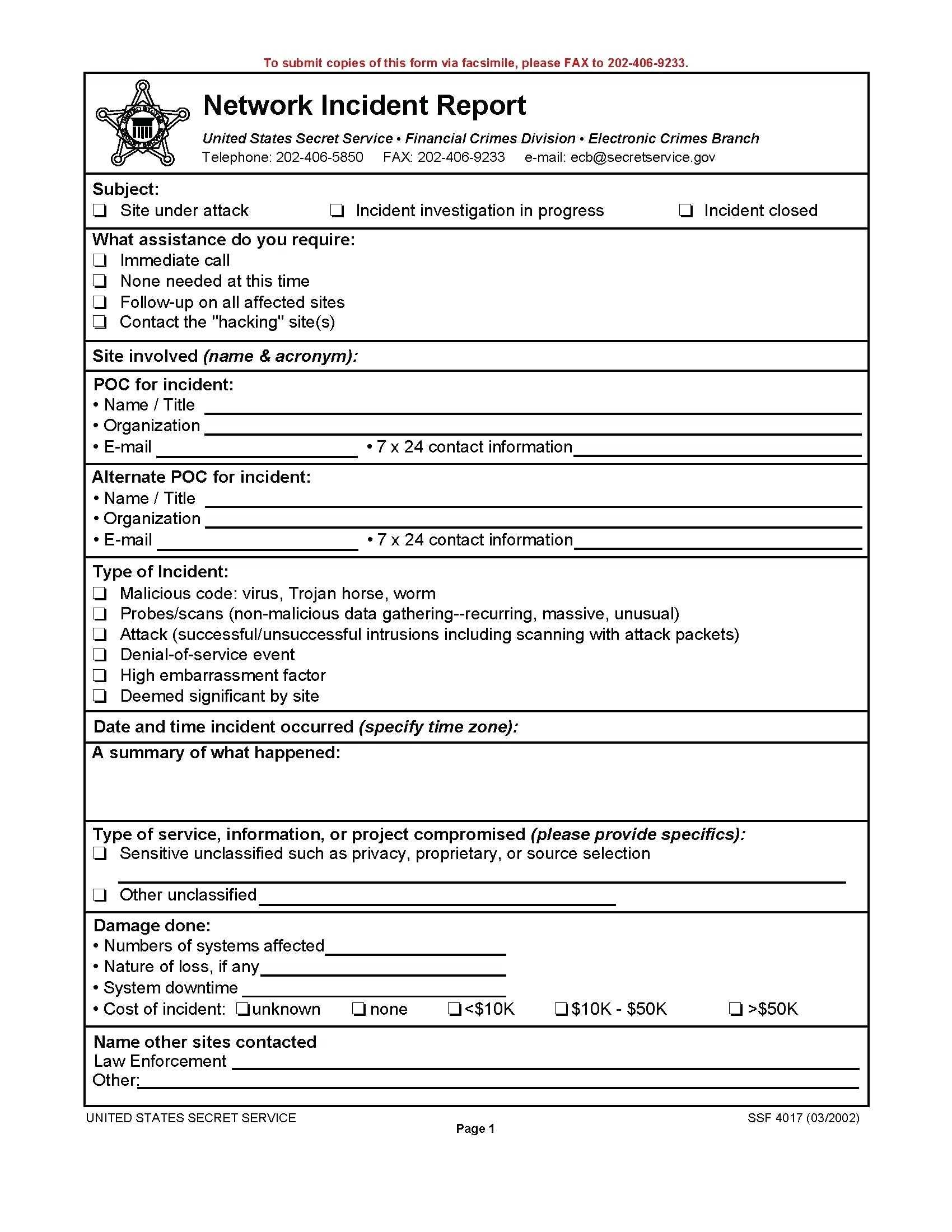 Technology Incident Report Template Templates Information Pertaining To Template For Information Report