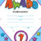 Template Child Certificate To Be Awarded. Kindergarten In Star Of The Week Certificate Template