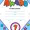 Template Child Certificate To Be Awarded. Kindergarten With Certificate Of Achievement Template For Kids