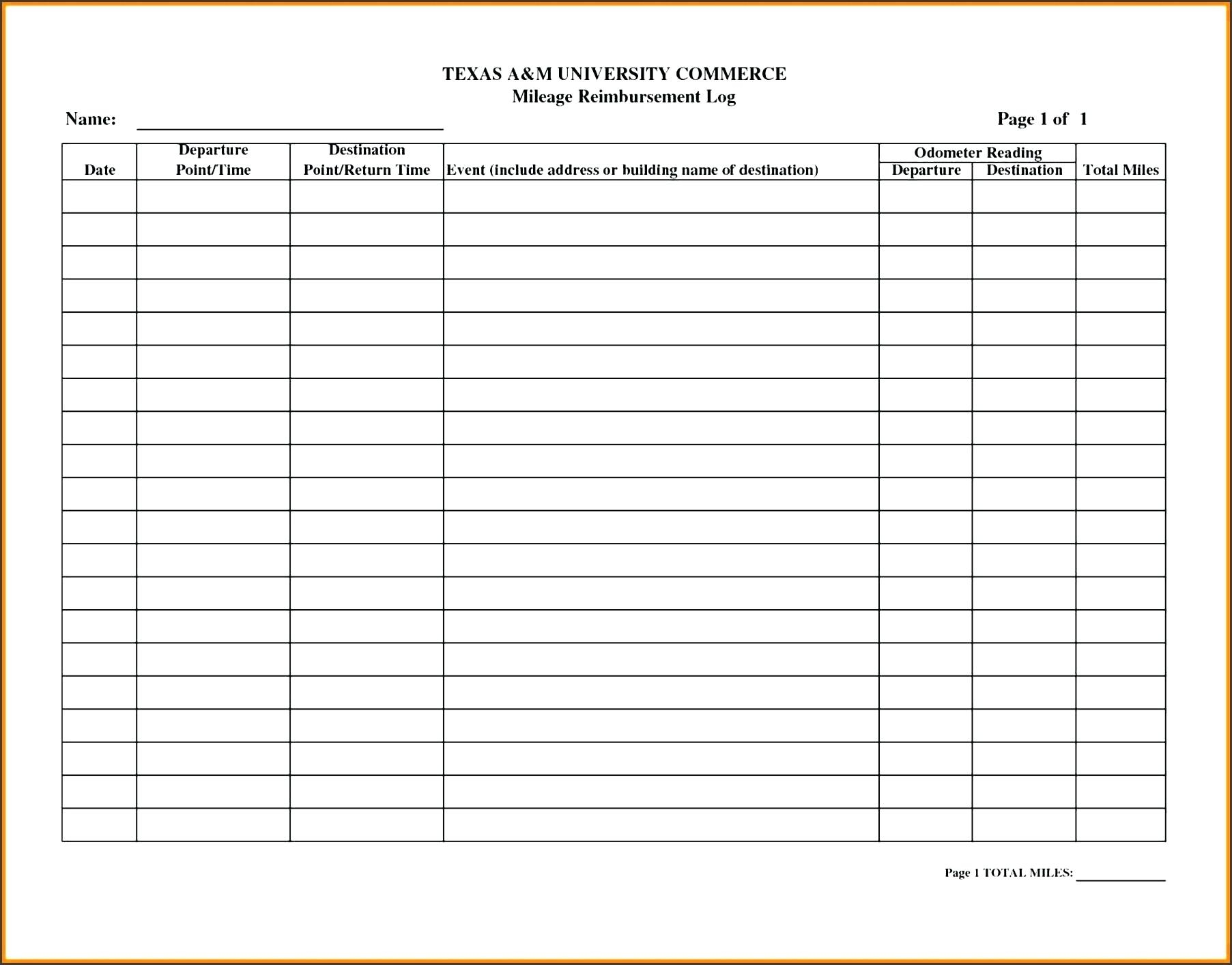 Template: Collection Of Free Printable Mileage Log Template Throughout Mileage Report Template