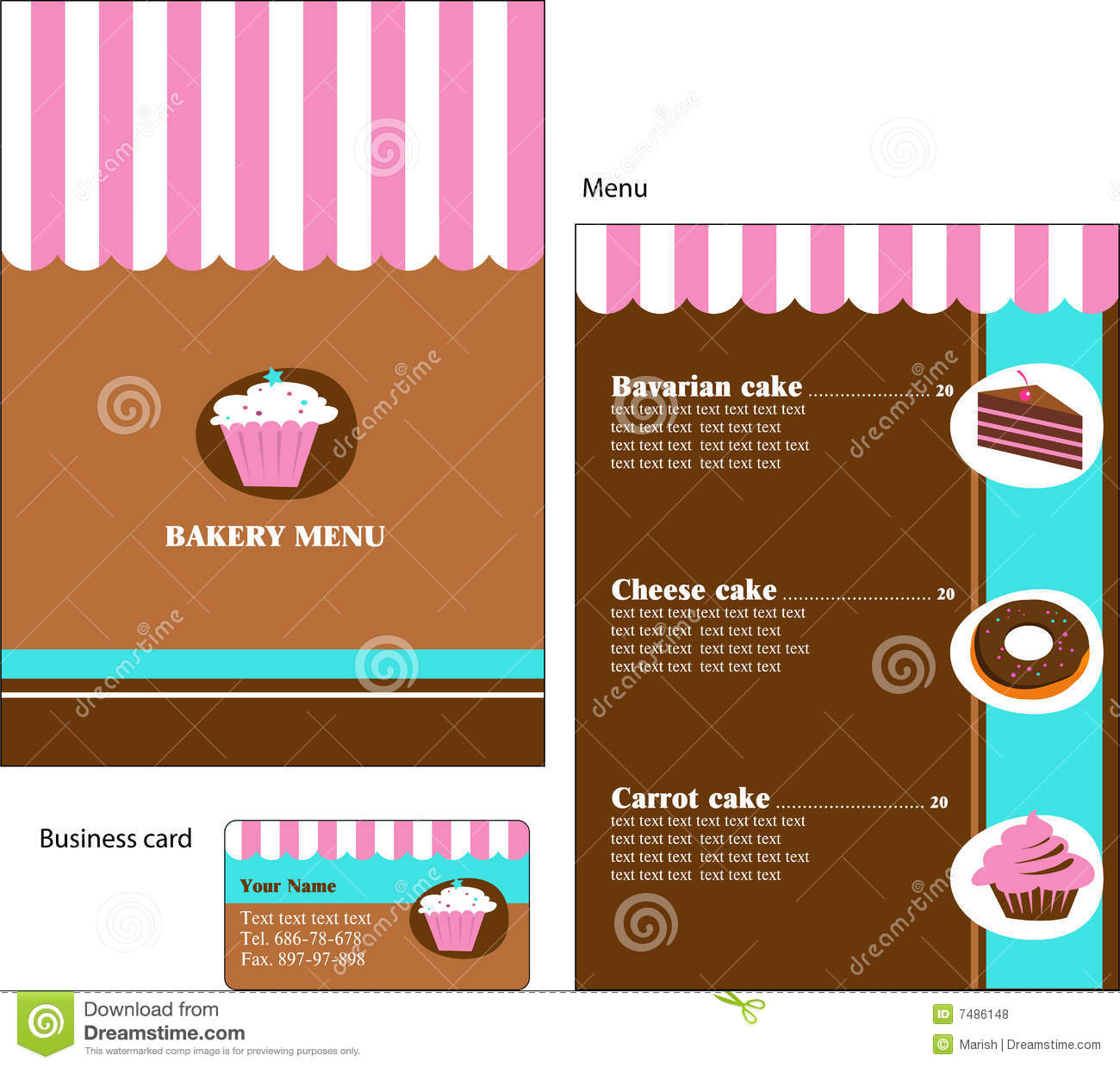 Template Designs Of Bakery And Restaurant Menu Stock Vector Intended For Cake Business Cards Templates Free