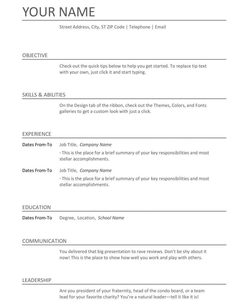 Template. Download Cv Templates Microsoft Word: Resumes And Intended For College Student Resume Template Microsoft Word