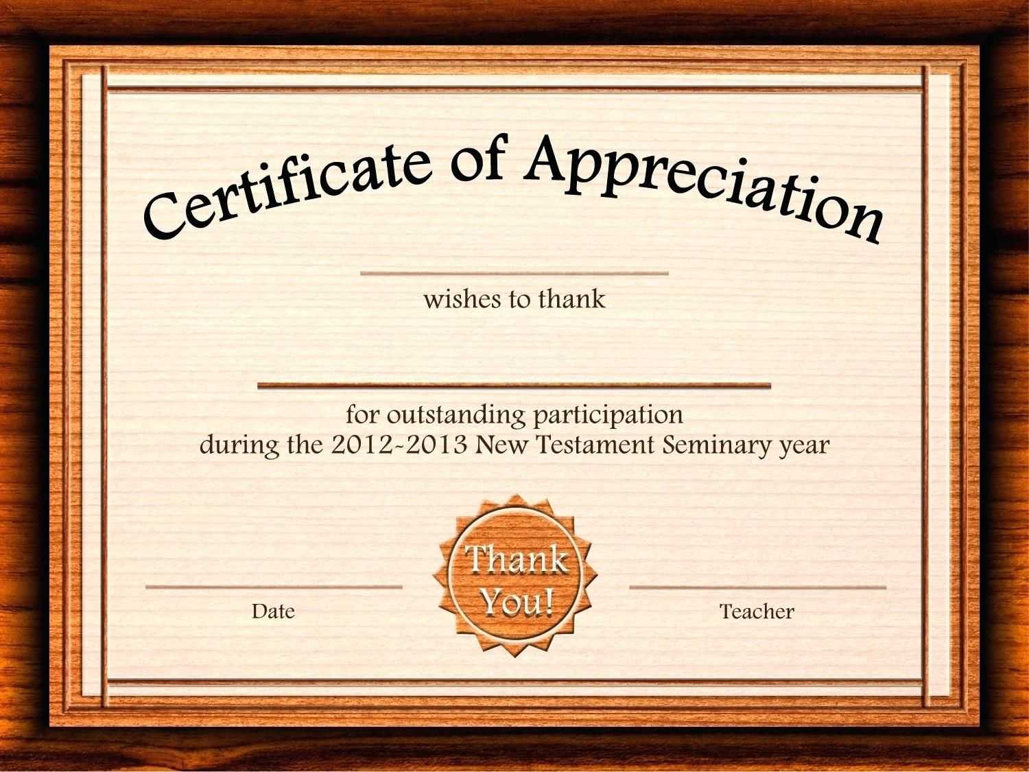 Template: Editable Certificate Of Appreciation Template Free For Blank Award Certificate Templates Word