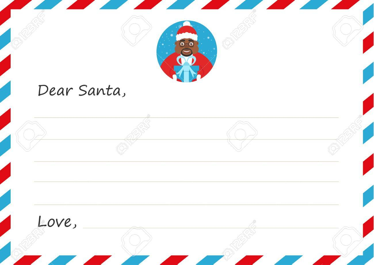 Template Envelope New Year's Or Christmas Letter To Cute African.. In Christmas Note Card Templates