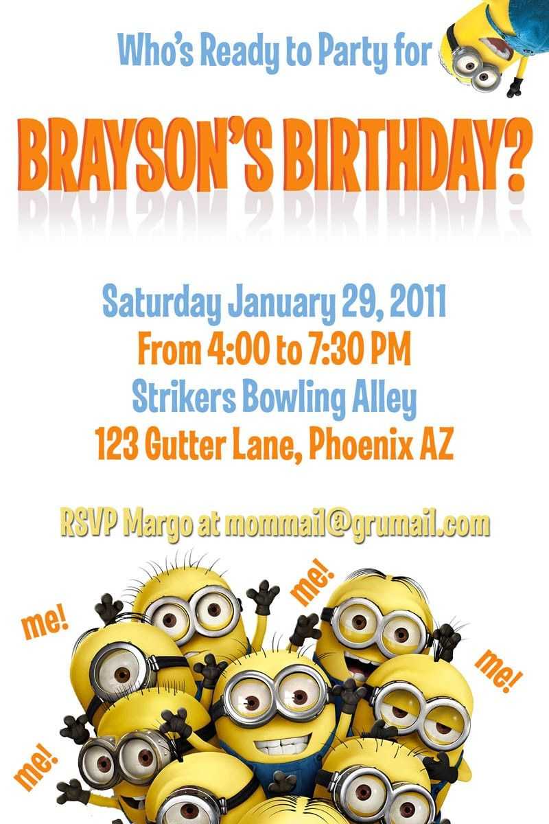 Template For A Dispicable Me Invitation Cards | Despicable Inside Minion Card Template