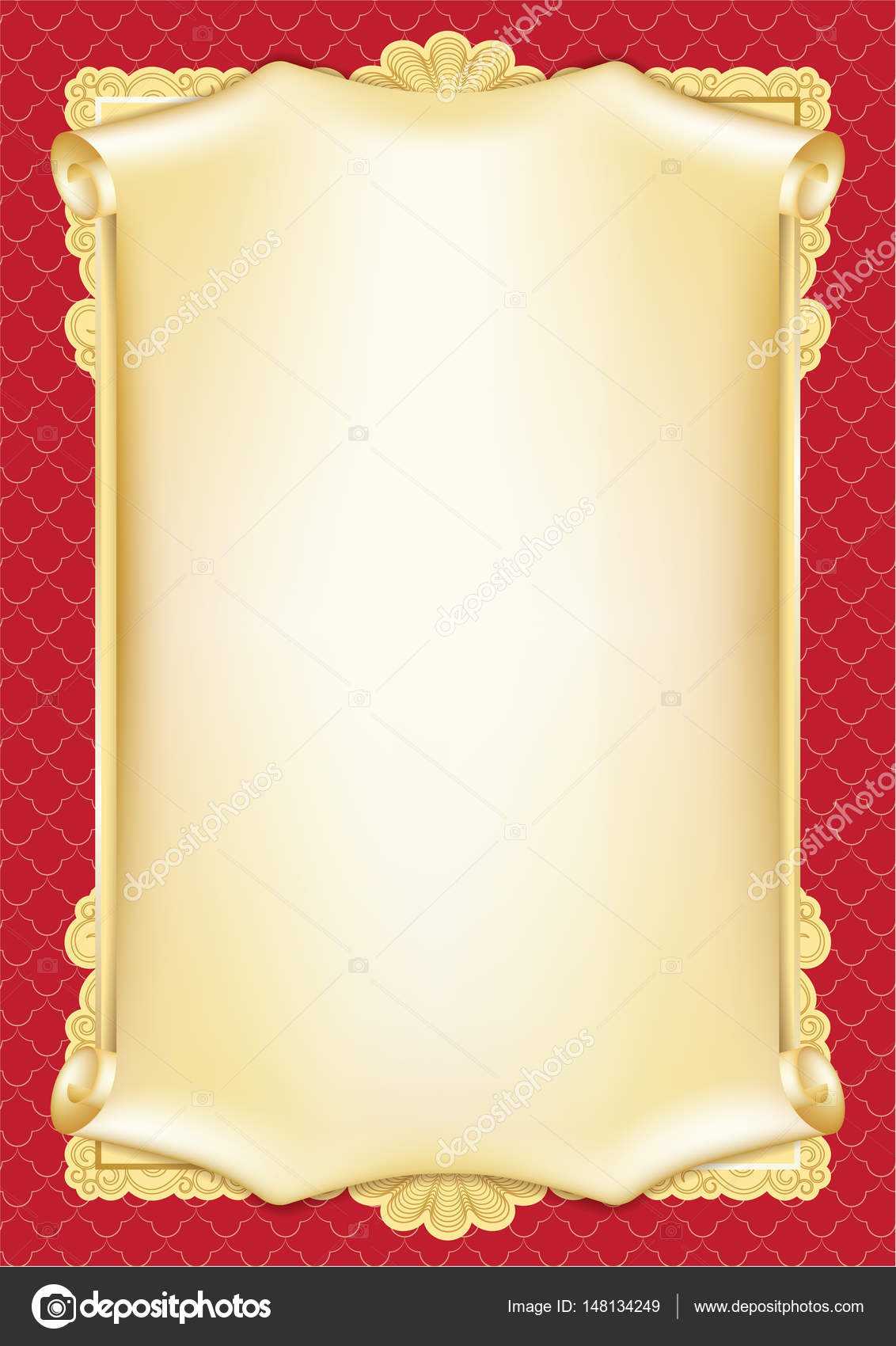 Template For Diploma, Certificate, Card With Scroll And Throughout Certificate Scroll Template