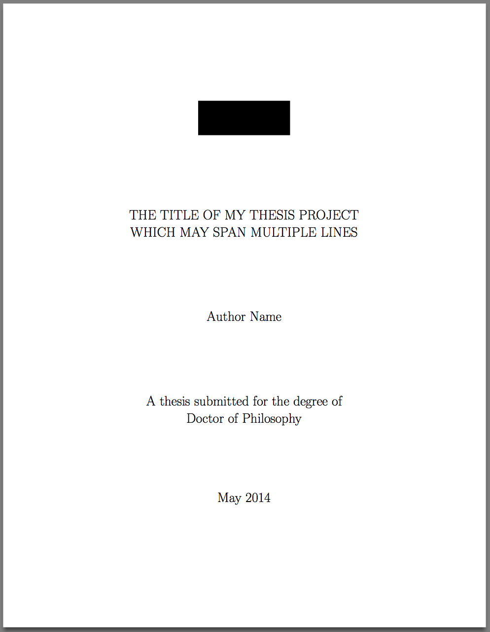 Template For Latex Phd Thesis Title Page – Texblog Intended For Project Report Latex Template