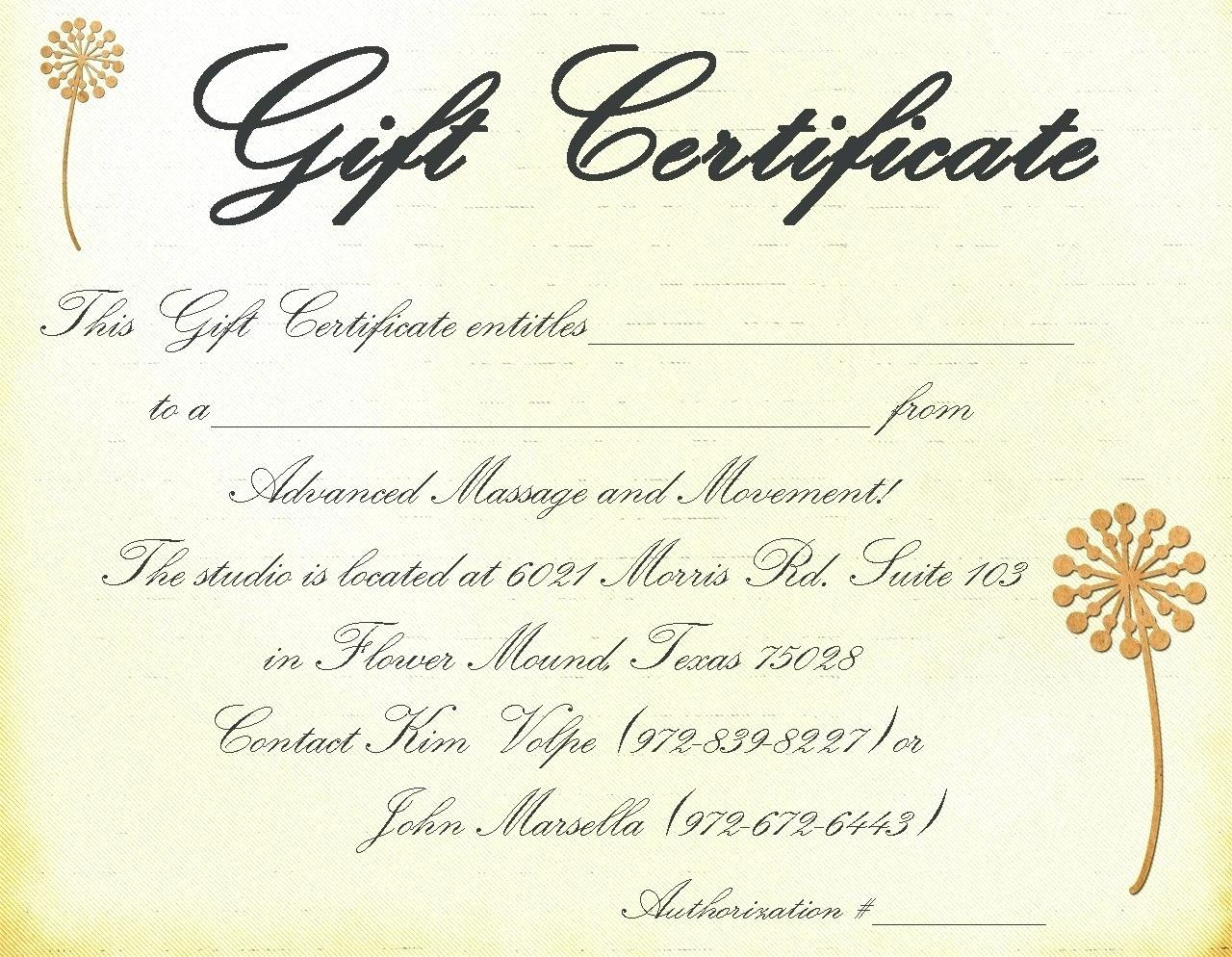 Template: Free Gift Certificate Template Designs Customize With Massage Gift Certificate Template Free Download