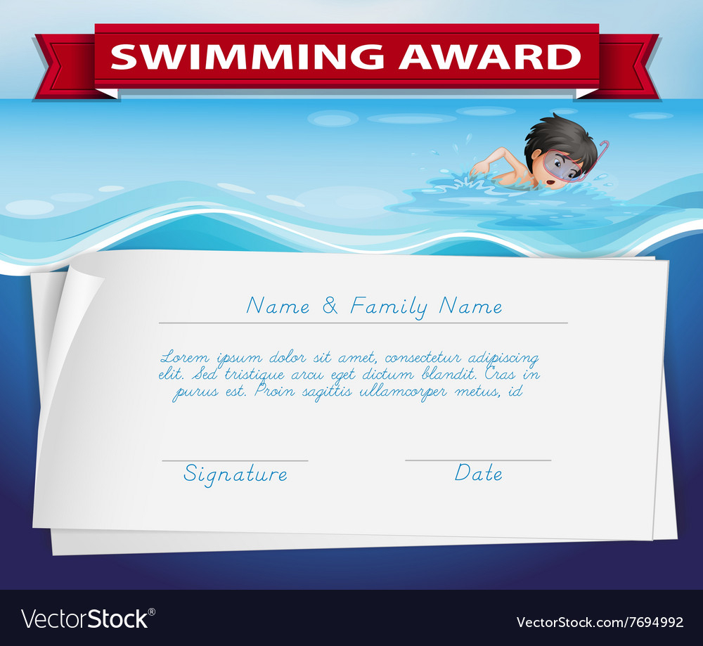 Template Of Certificate For Swimming Award Pertaining To Free Swimming Certificate Templates