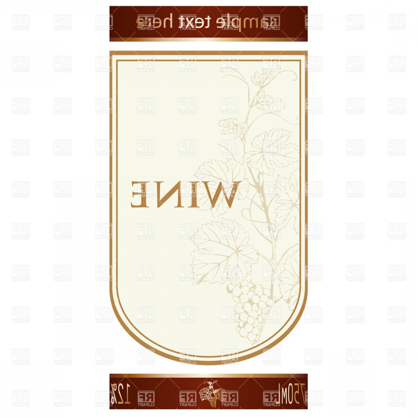 Template Of Wine Label With Vine And Bunch Of Grapes Vector Throughout Blank Wine Label Template