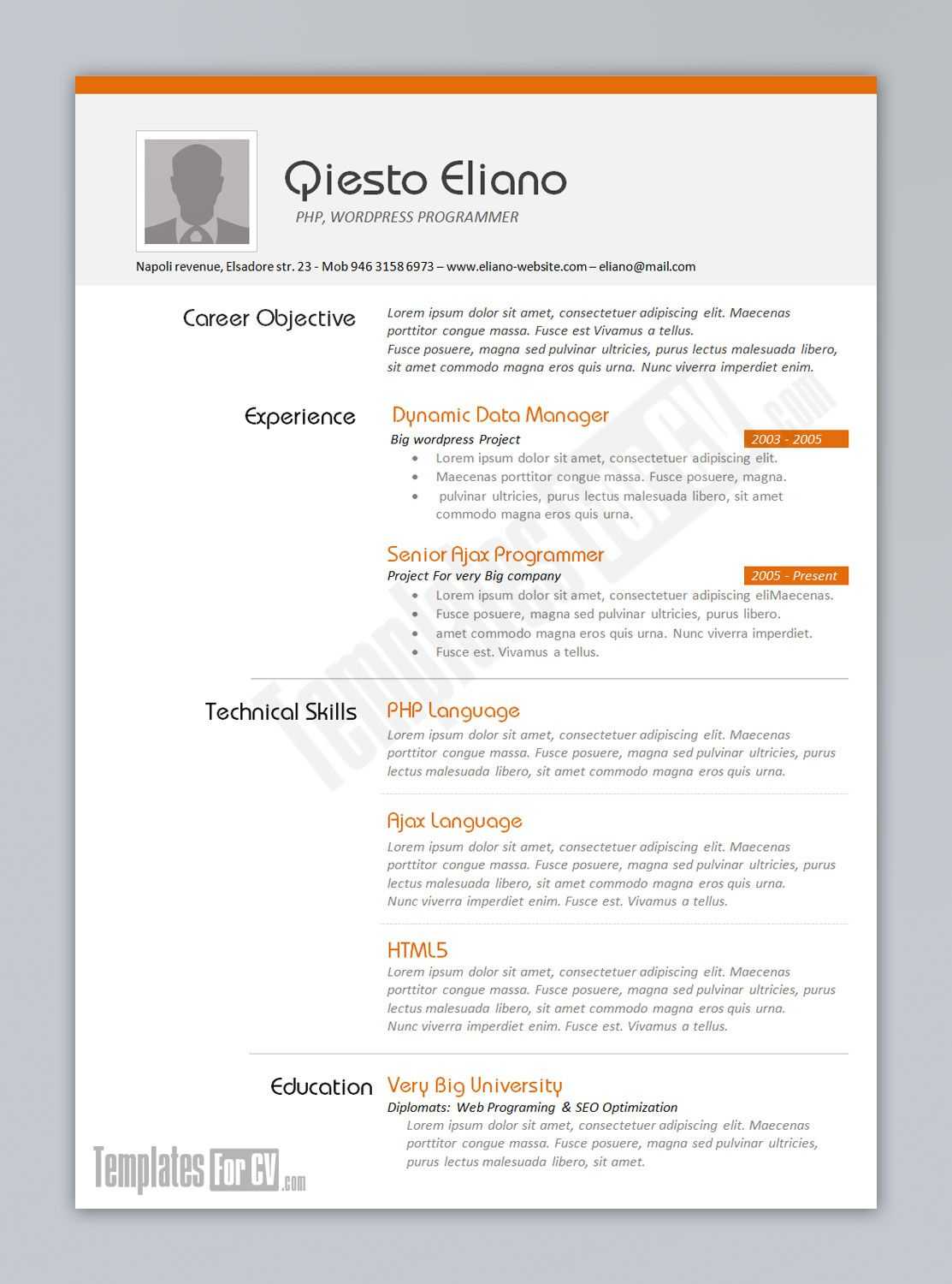 Templates For Cv – Programmertemplatesforcv.deviantart Regarding Free Downloadable Resume Templates For Word