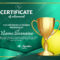 Tennis Certificate Diploma With Golden Cup Vector. Sport Award.. Intended For Tennis Certificate Template Free