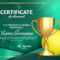 Tennis Certificate Diploma With Golden Cup Vector. Sport Award.. Intended For Tennis Certificate Template Free