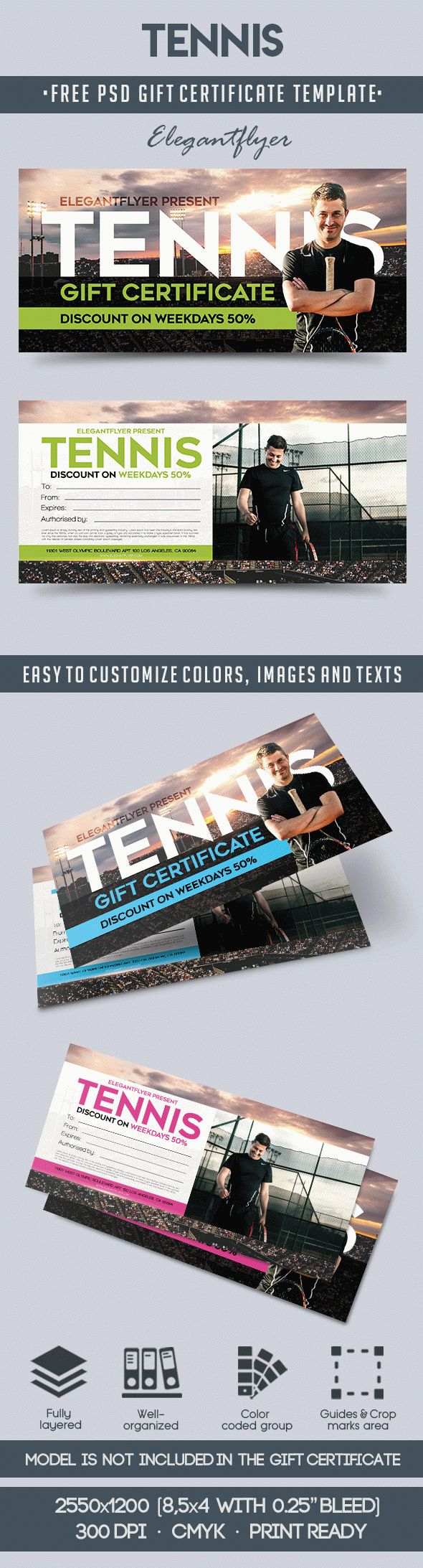 Tennis – Free Gift Certificate Psd Template –Elegantflyer With Tennis Gift Certificate Template