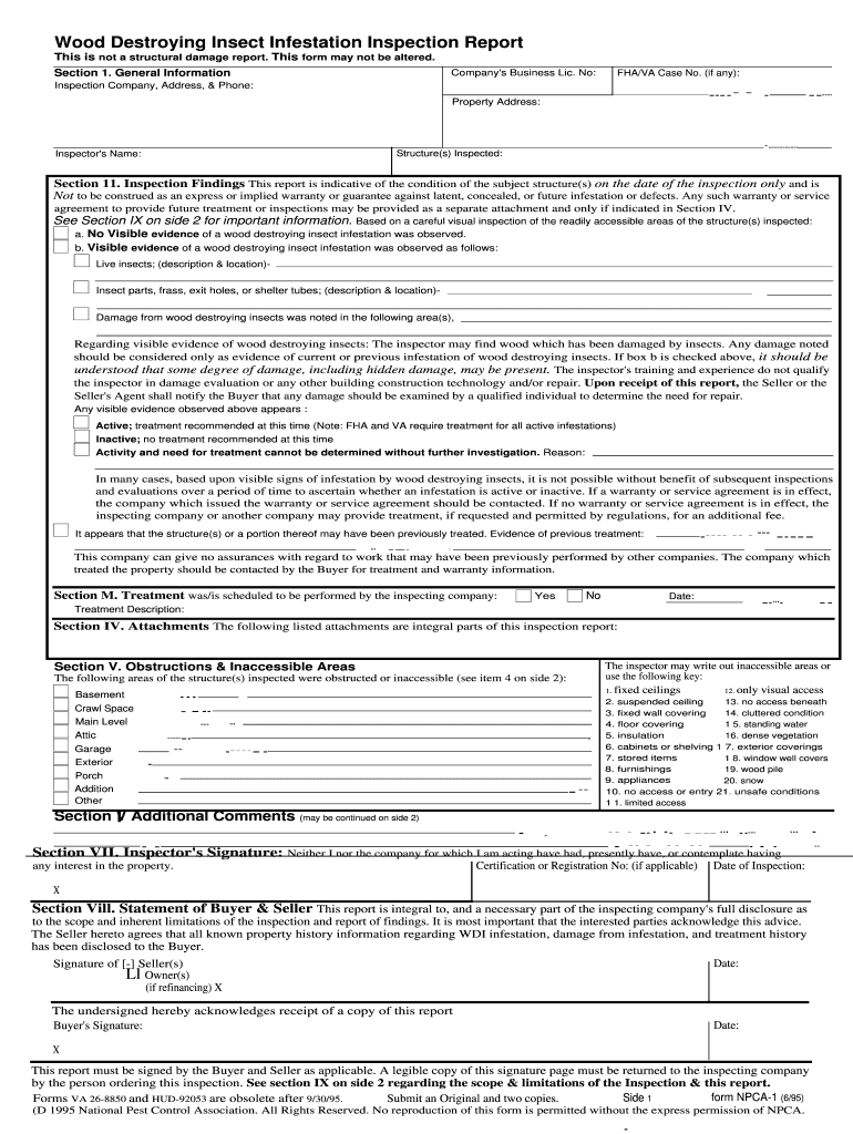 Termite Inspection Form – Fill Online, Printable, Fillable For Pest Control Inspection Report Template