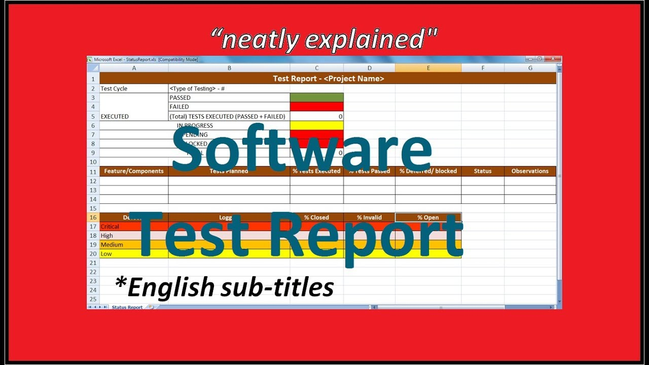 Test Report In Software Testing | Testing Status Reports In Test Summary Report Excel Template