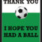 Thank You Card For Party Favors – Soccer Theme Intended For Soccer Thank You Card Template