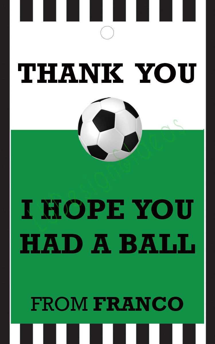 Thank You Card For Party Favors – Soccer Theme Intended For Soccer Thank You Card Template