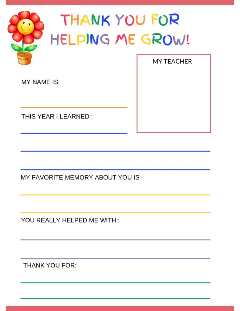 Thank You Letter To Teacher From Student – Free Printable With Regard To Thank You Card For Teacher Template