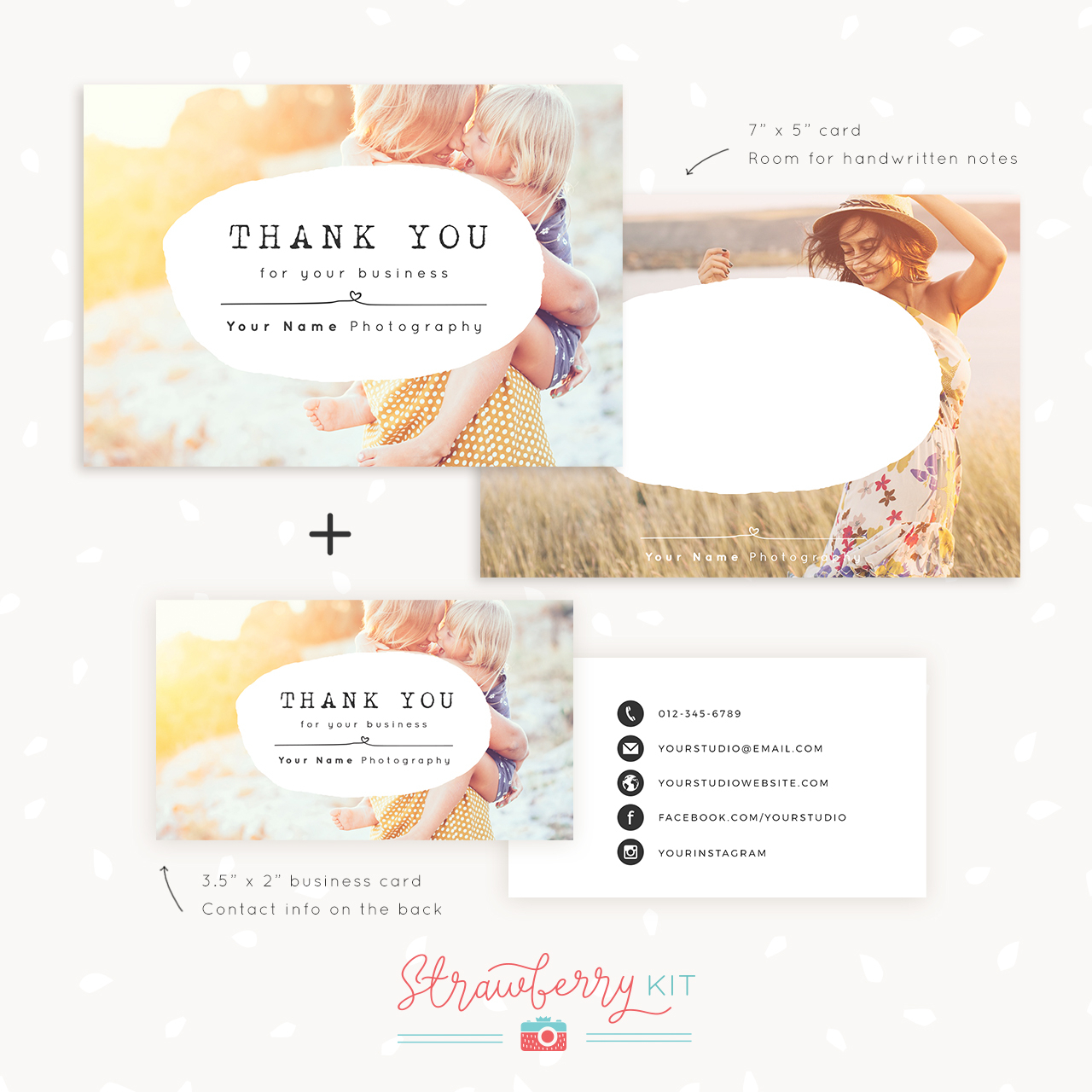 Thank You Note Card For Business | Set Of Two – Strawberry Kit For Thank You Note Cards Template
