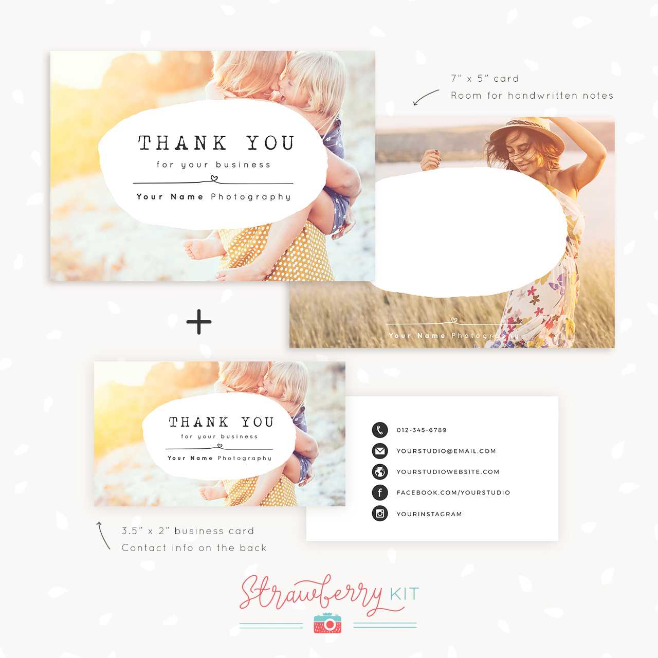 Thank You Note Card For Business | Set Of Two – Strawberry Kit For Thank You Note Cards Template