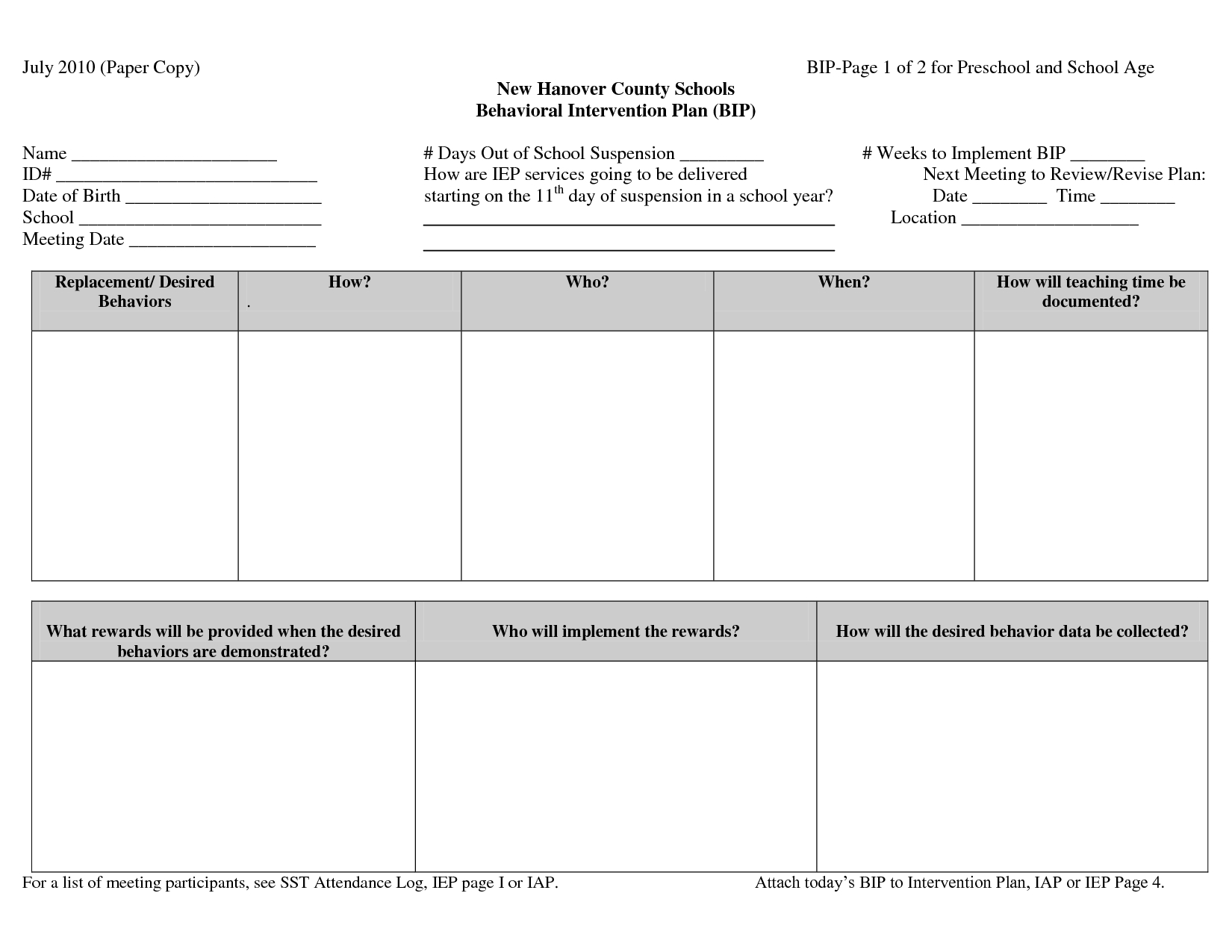 That Behavior Intervention Plan Template Doc Behavioral In Intervention Report Template