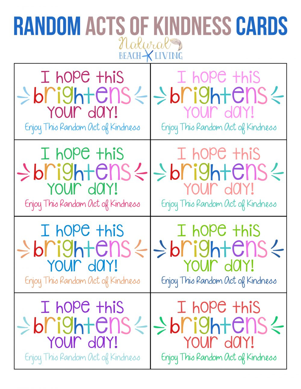 The Best Random Acts Of Kindness Printable Cards Free For Random Acts Of Kindness Cards Templates