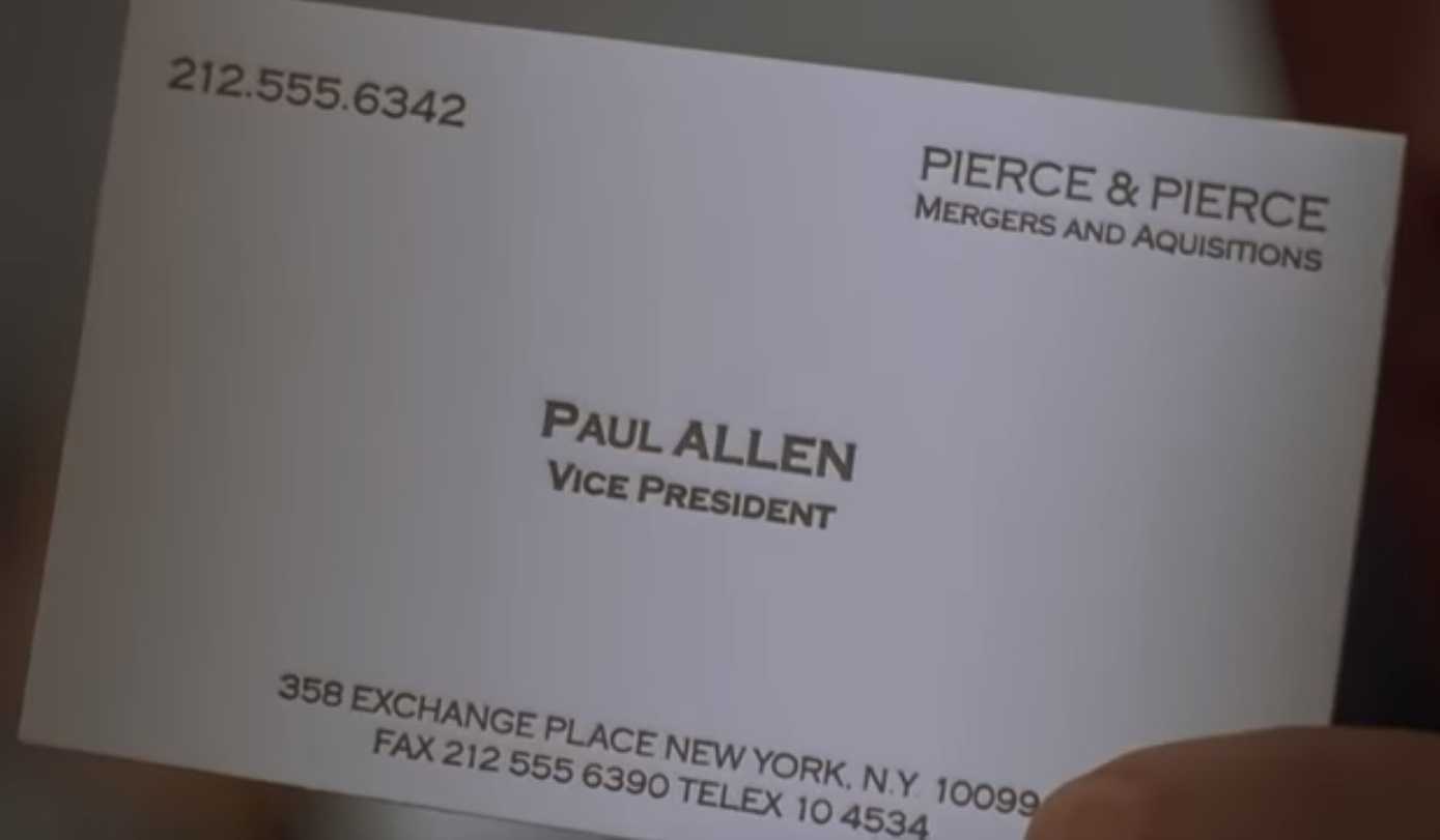 The Business Cards Of American Psycho | Hoban Cards Regarding Paul Allen Business Card Template