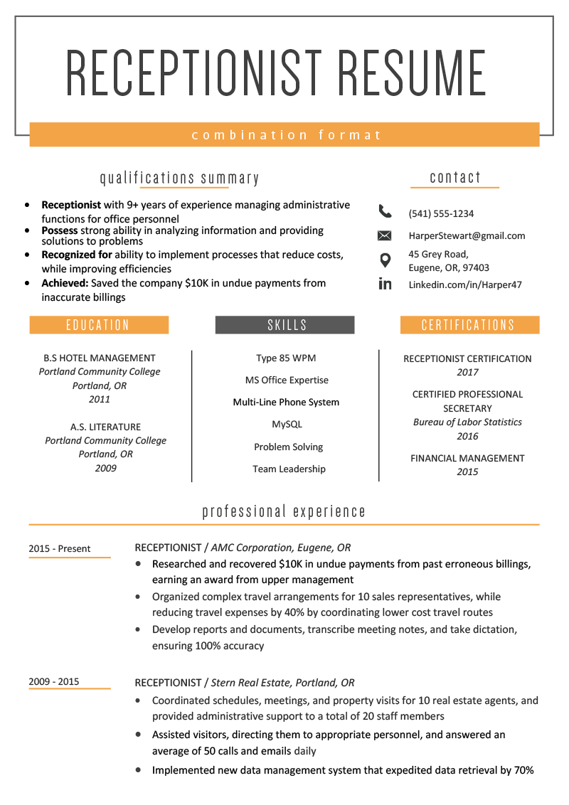 The Combination Resume: Examples, Templates, & Writing Guide Regarding Combination Resume Template Word