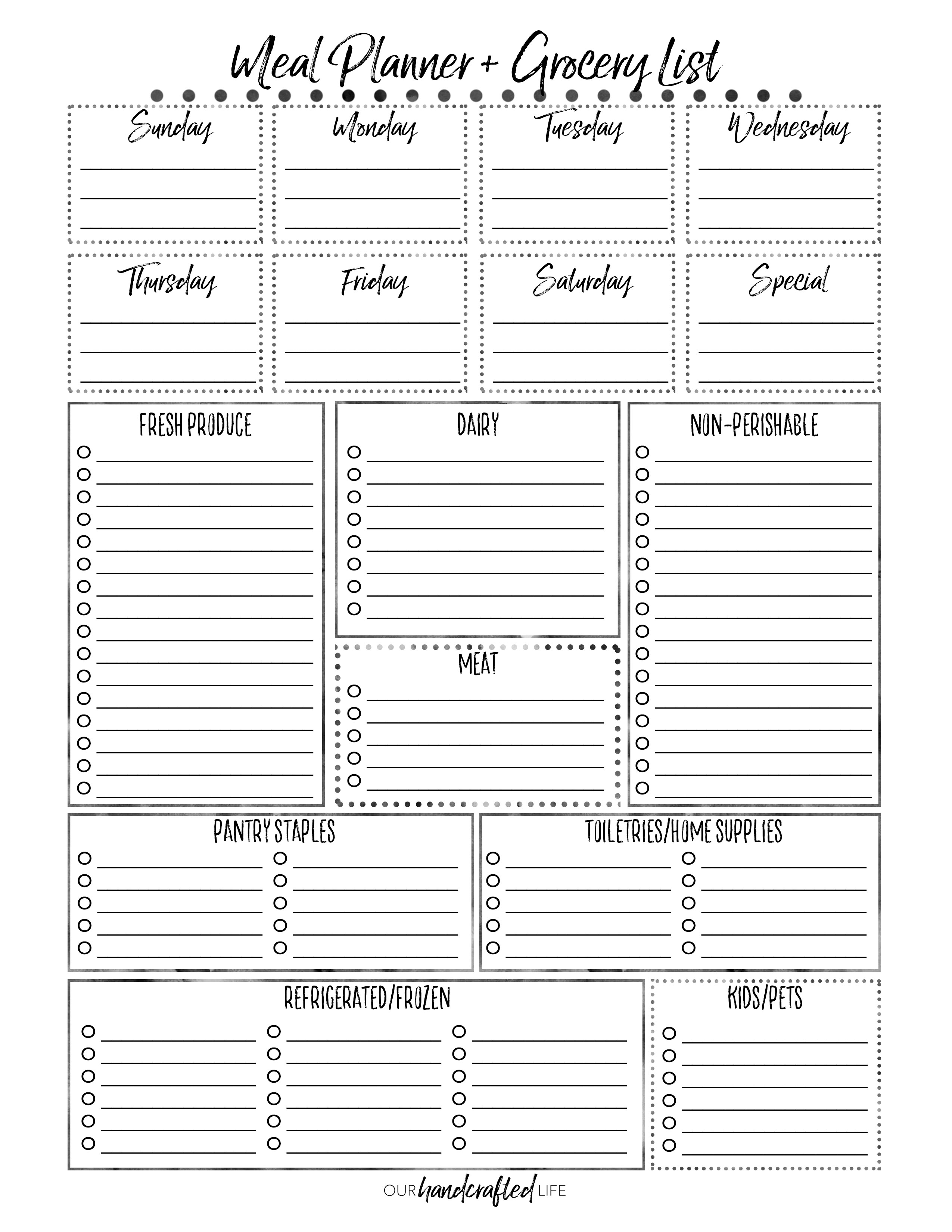 The Most Practical Meal Planner Ever – Our Handcrafted Life For Blank Meal Plan Template