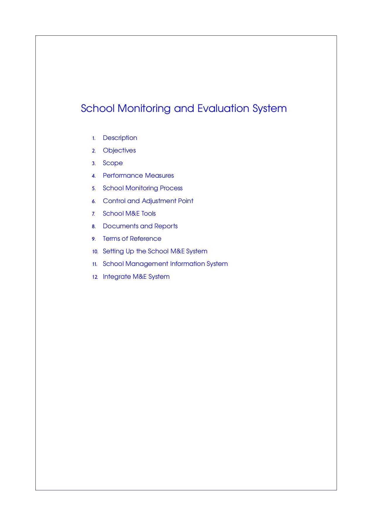 The School Monitoring And Evaluation System Pages 1 – 50 With M&e Report Template