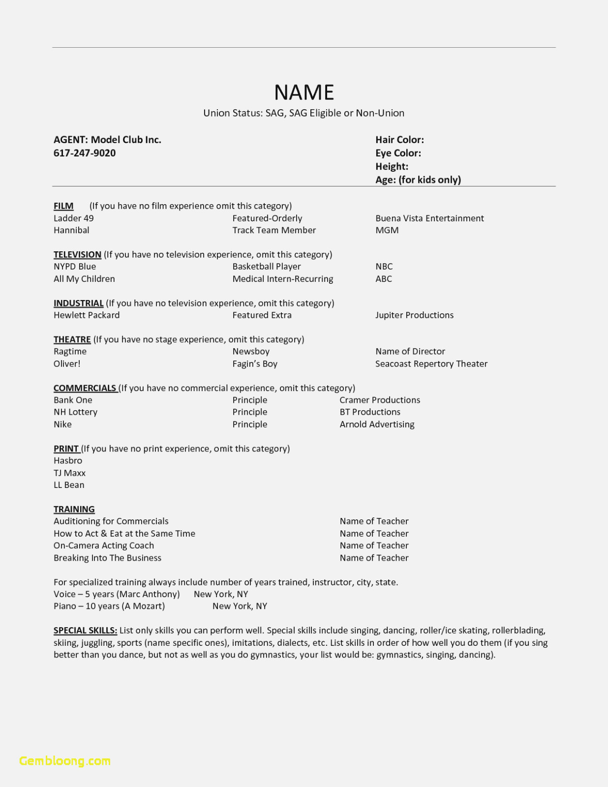 Theatrical Resume Template Word – Atlantaauctionco For Theatrical Resume Template Word