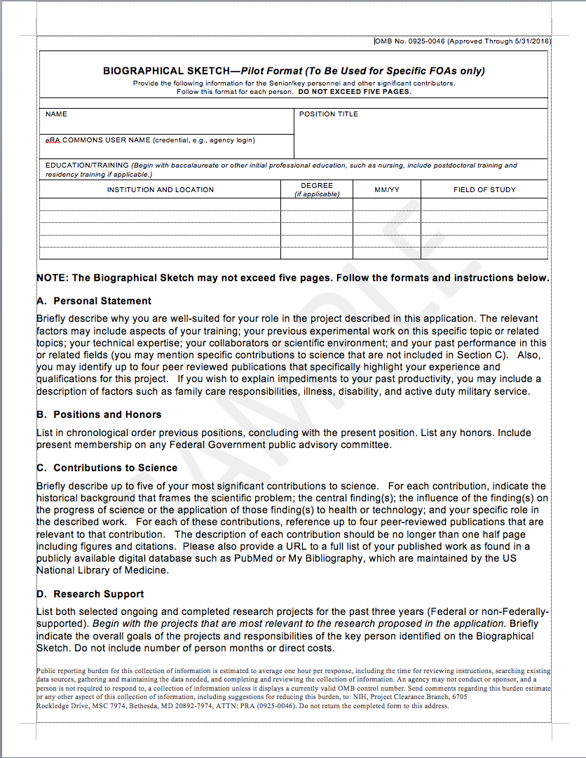 Thebrownfaminaz: Biographical Sketch Template Word With Regard To Nih Biosketch Template Word