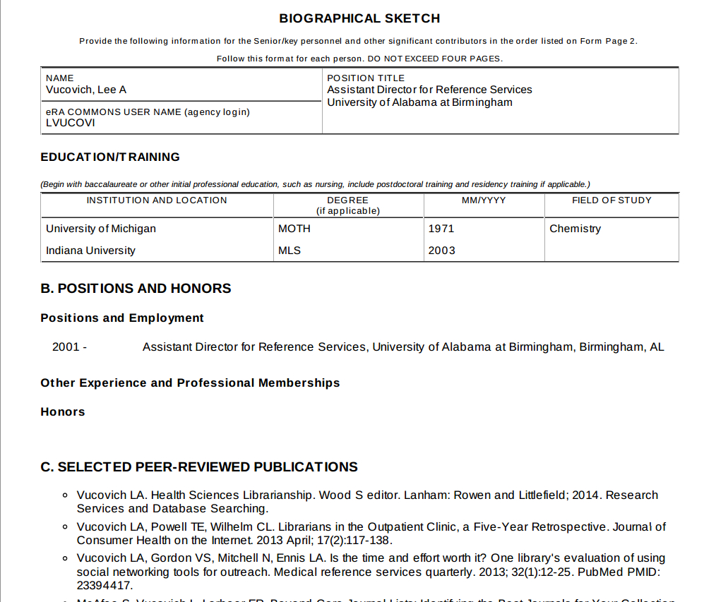 Thebrownfaminaz: Biosketch Template Nsf For Nih Biosketch Template Word