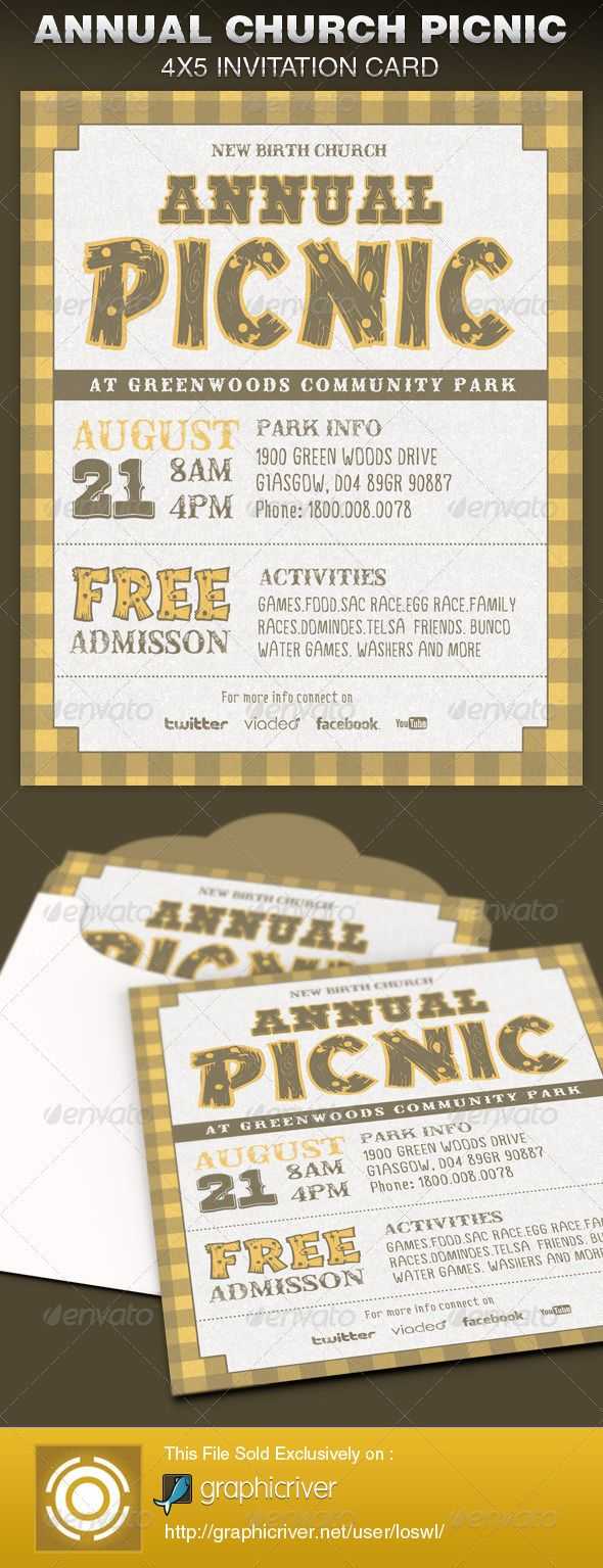 This Annual Church Picnic Invite Card Template Is Great For In Church Invite Cards Template