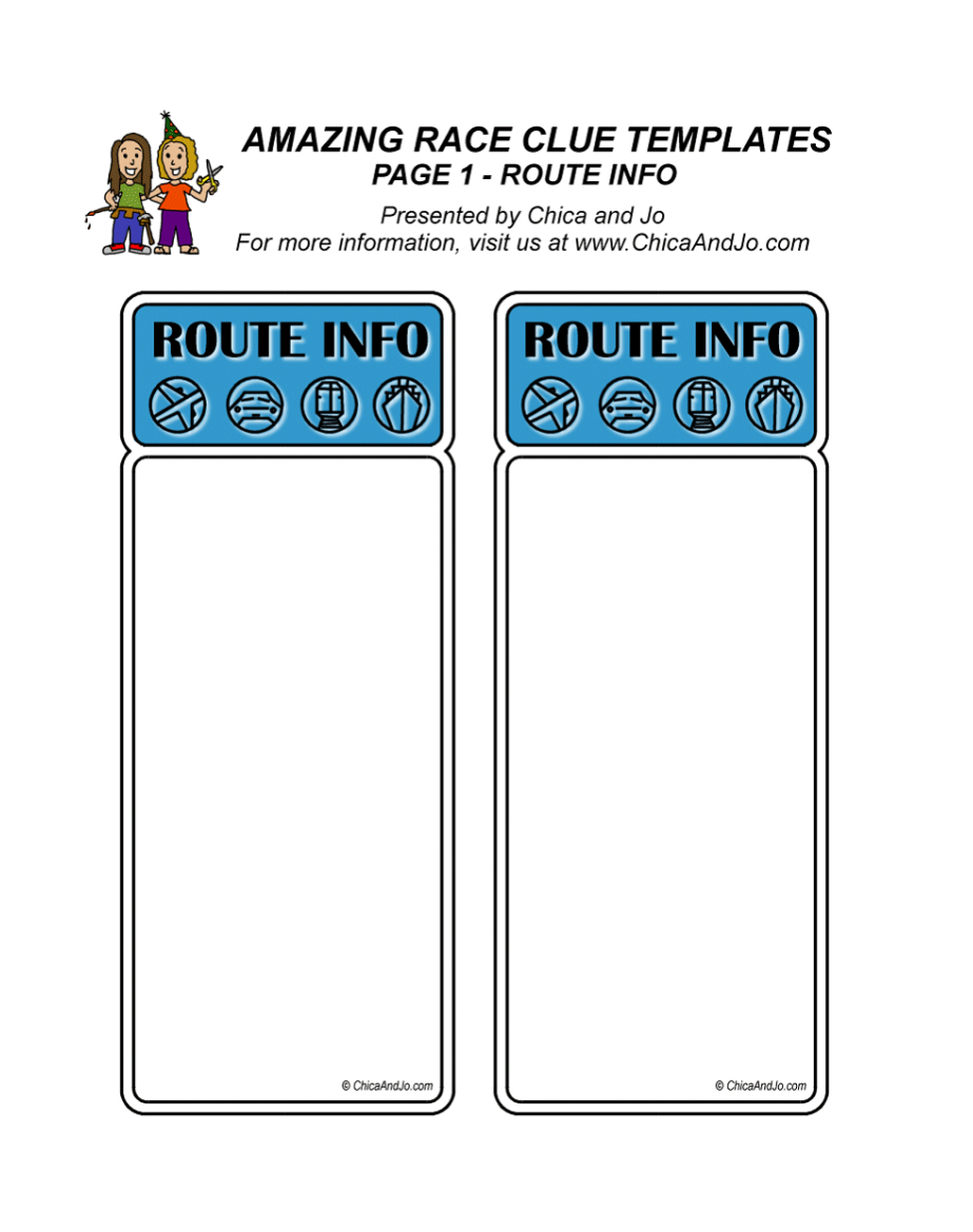 This Is A Template I Used For An Amazing Race Activity I Did Intended For Clue Card Template