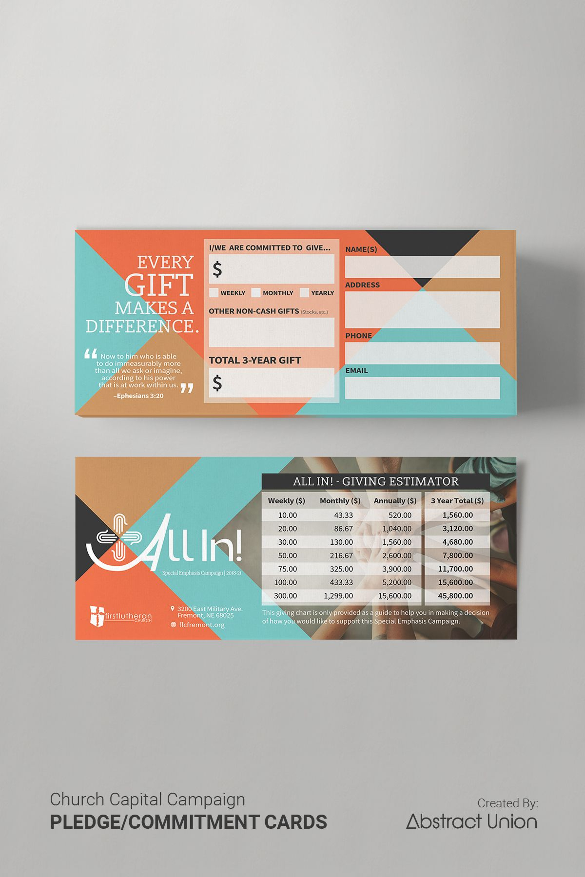 This Vintage Modern Card Concept Was One Of Many Within Pledge Card Template For Church