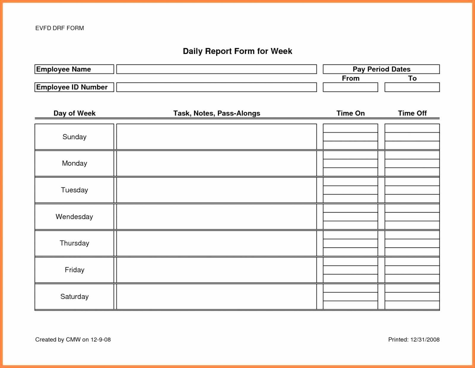 Time Sheet Form Daily Timesheet Format In Excel Or Employee In Daily Report Sheet Template