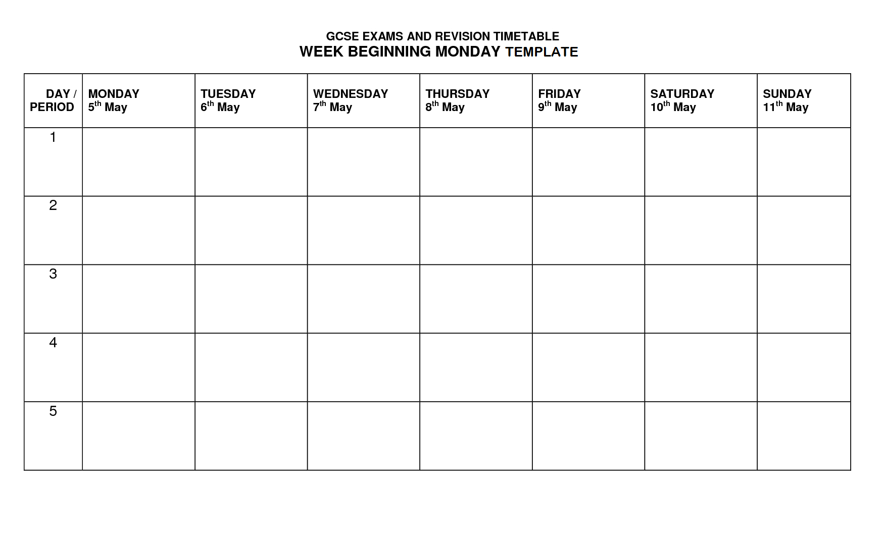 Timetable Template | Timetable Template, Class Schedule With Regard To Blank Revision Timetable Template