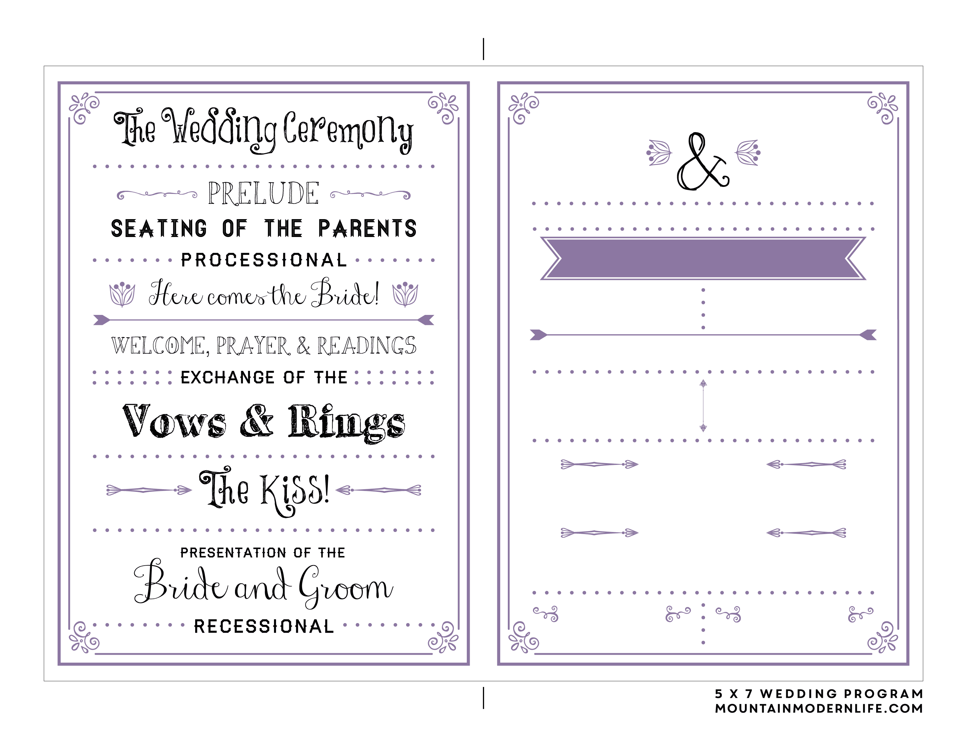 Top Free Printable Wedding Program Templates Template Ideas Inside Free Printable Wedding Program Templates Word