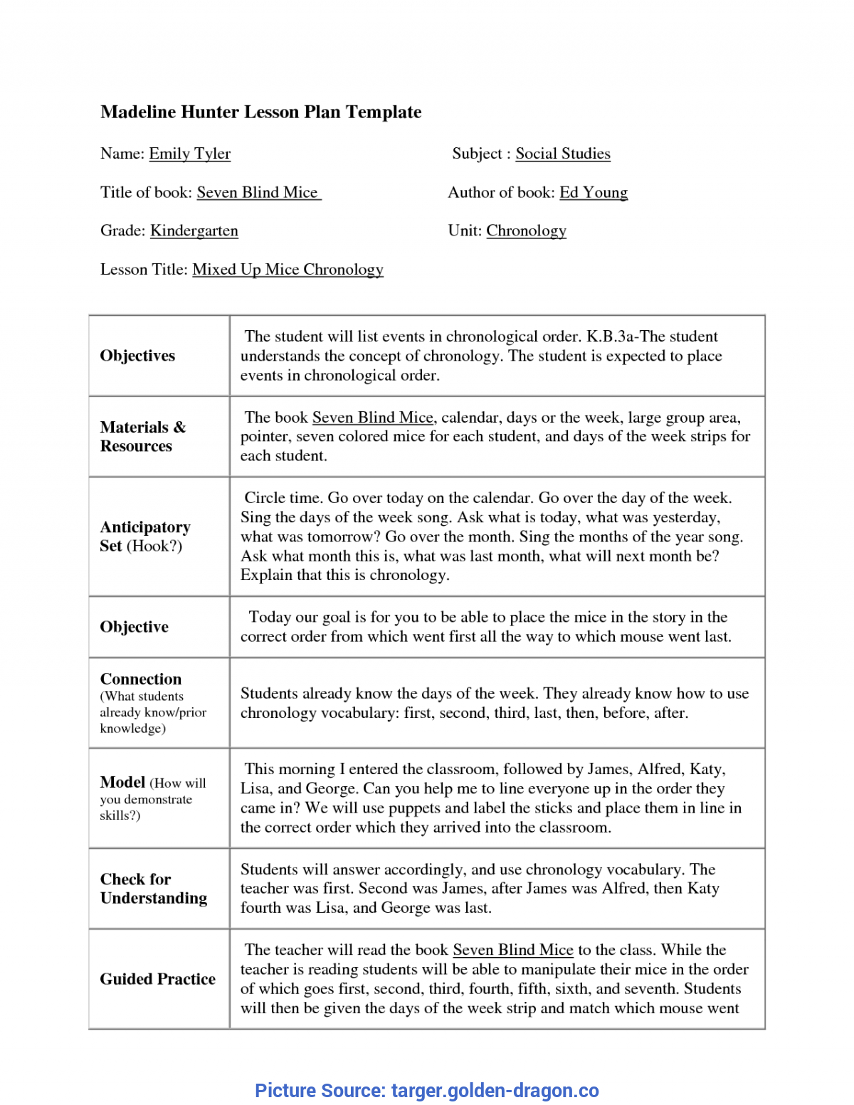 Top Madeline Hunter Lesson Plan Kindergarten Madeline Hunter Pertaining To Madeline Hunter Lesson Plan Template Word