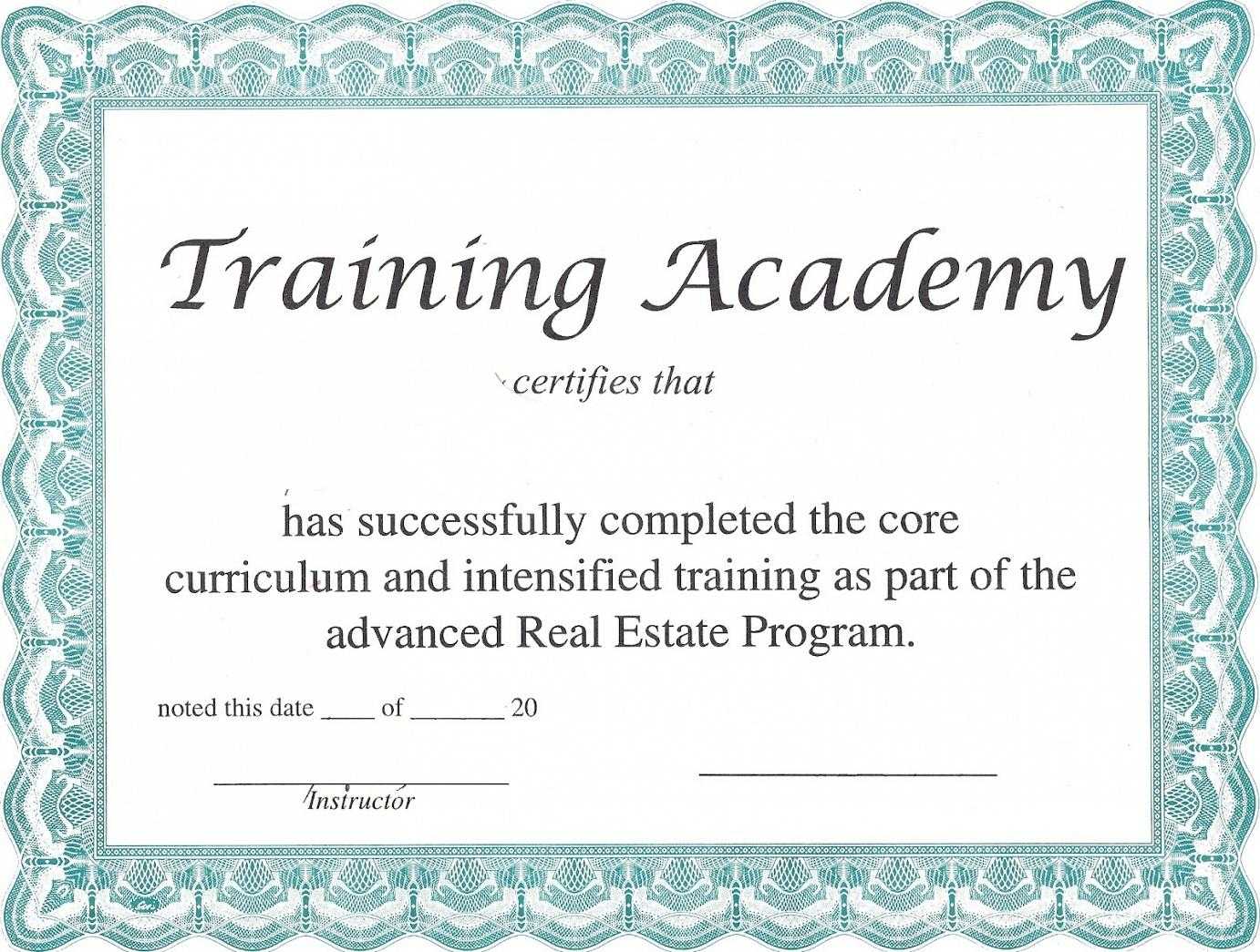 Training Certificate Template – Certificate Templates Inside Template For Training Certificate