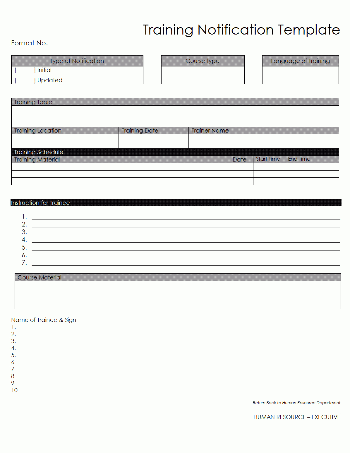 Training Notification Template Format – Sample – Examples For Training Documentation Template Word