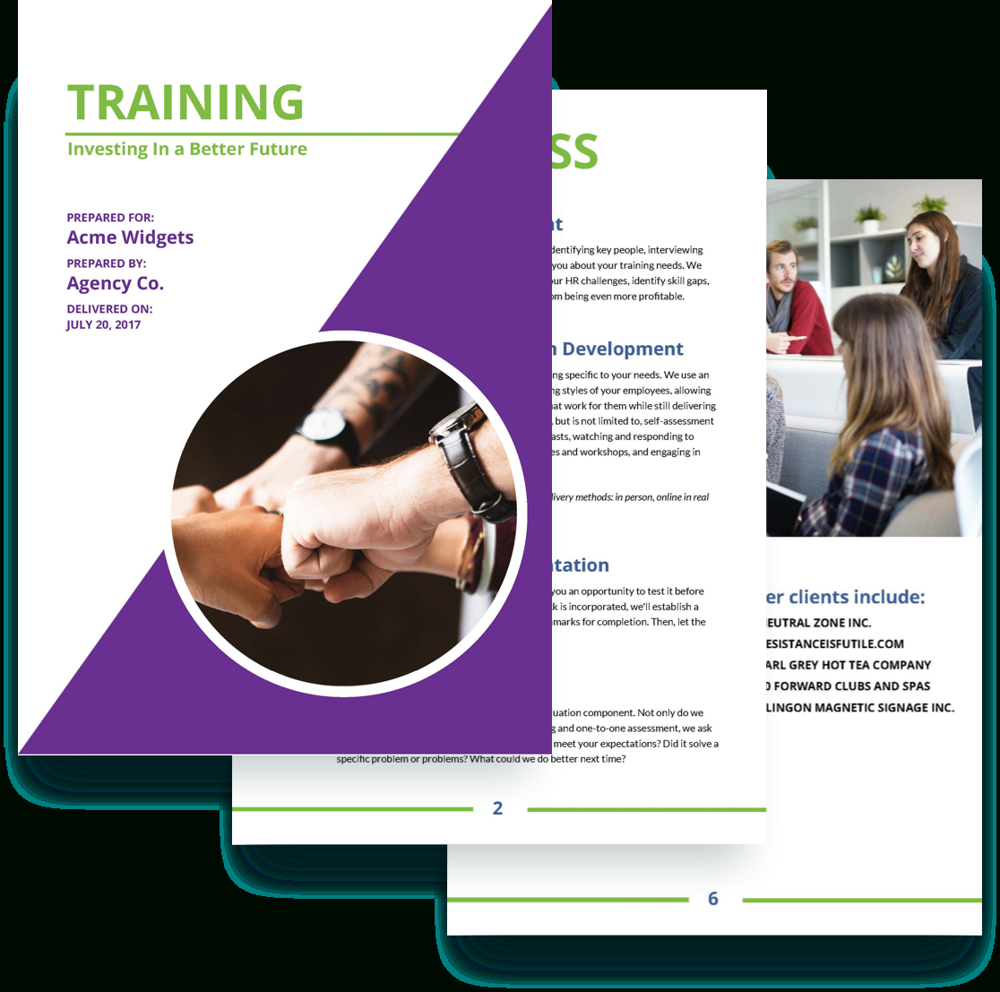 Training Proposal Template – Free Sample | Proposify Intended For Training Brochure Template