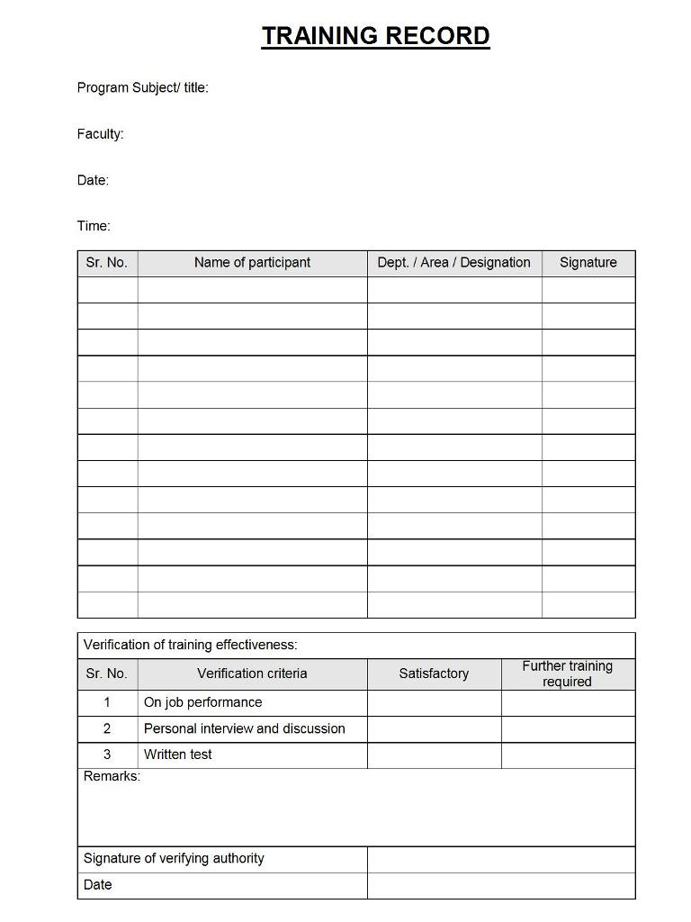 Training Record Format - With Regard To Training Report Template Format