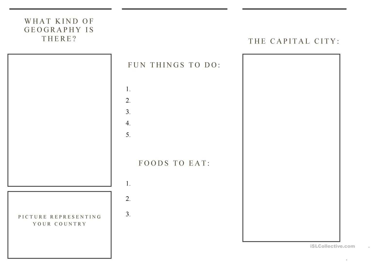 Travel Brochure Template And Example Brochure – English Esl With Regard To Country Brochure Template