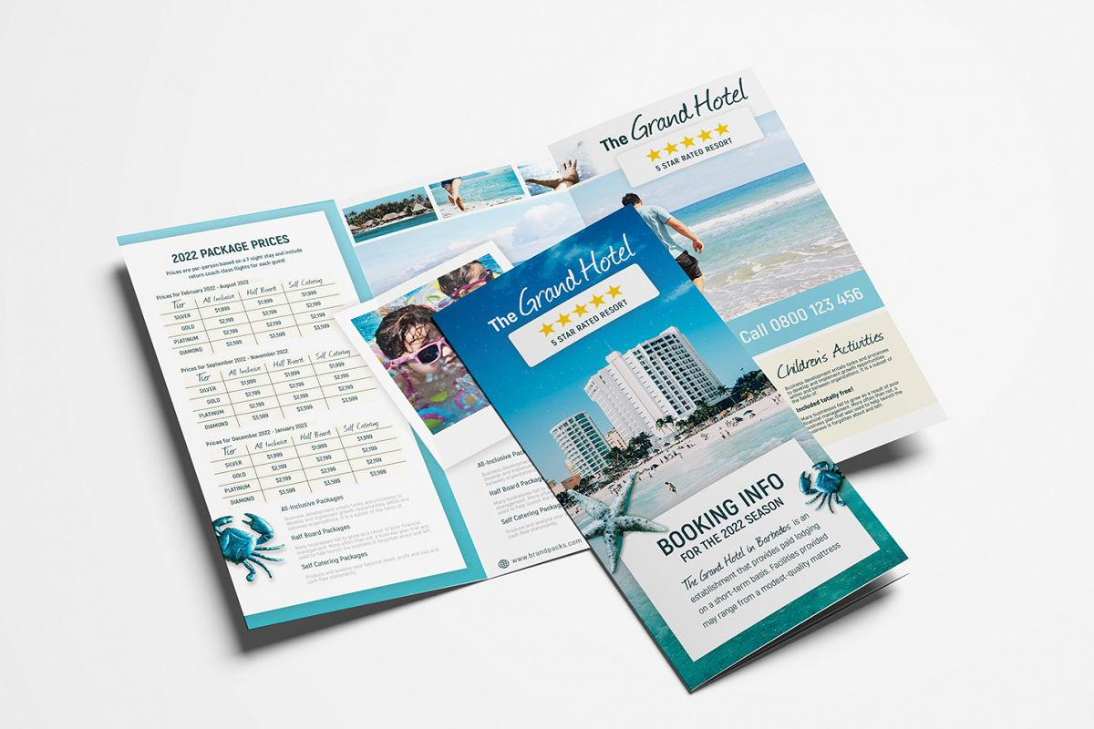 Travel Hotel Tri Fold Brochure Template Pertaining To Hotel Brochure Design Templates