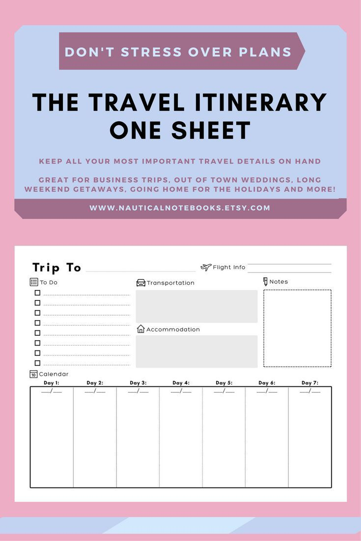 Travel Itinerary Template | Family Travel Planner Inside Blank Trip Itinerary Template