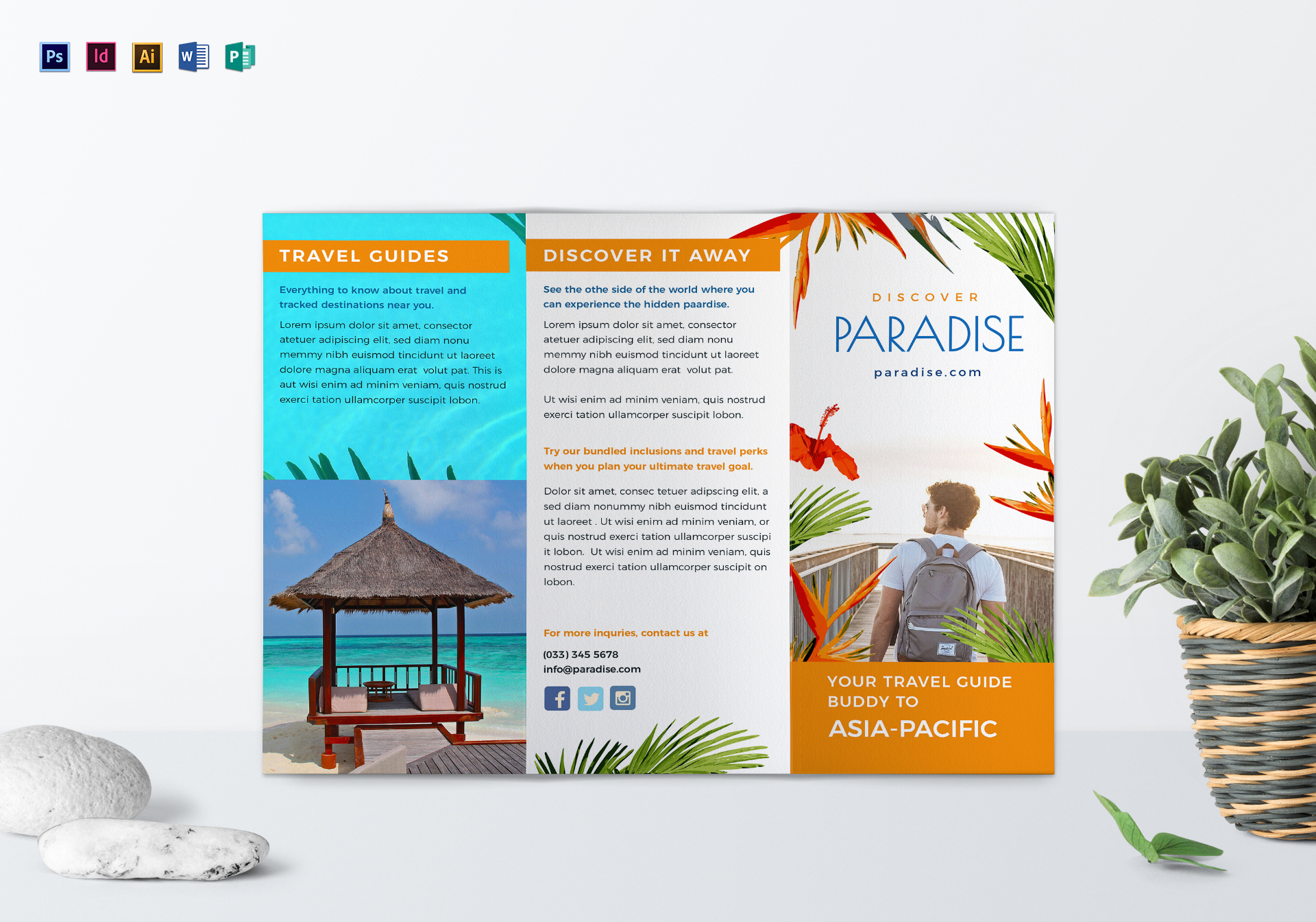 Travel Tri Fold Brochure Template With Tri Fold Brochure Publisher Template